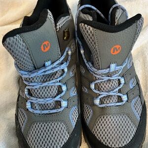 Merrell Gray and Black Hiking Boots with Blue Laces